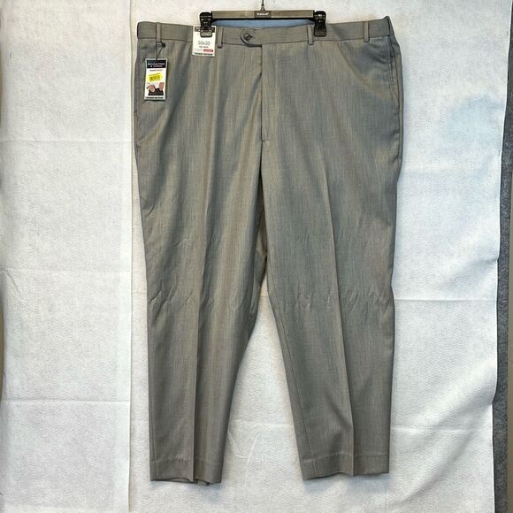 NWT ROUNDTREE & YORKE Dress Pants Men's 50x30 Big Man Gray High Rise Flat Front - Picture 1 of 12